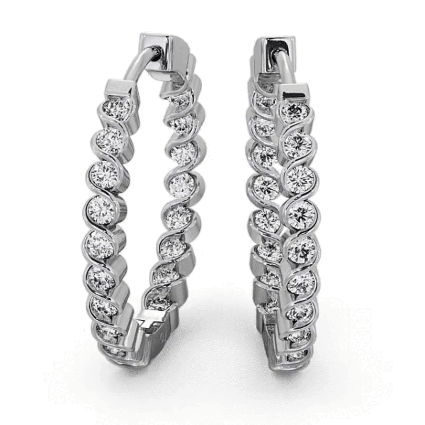 Solenne Bezel Round Hoop Earrings